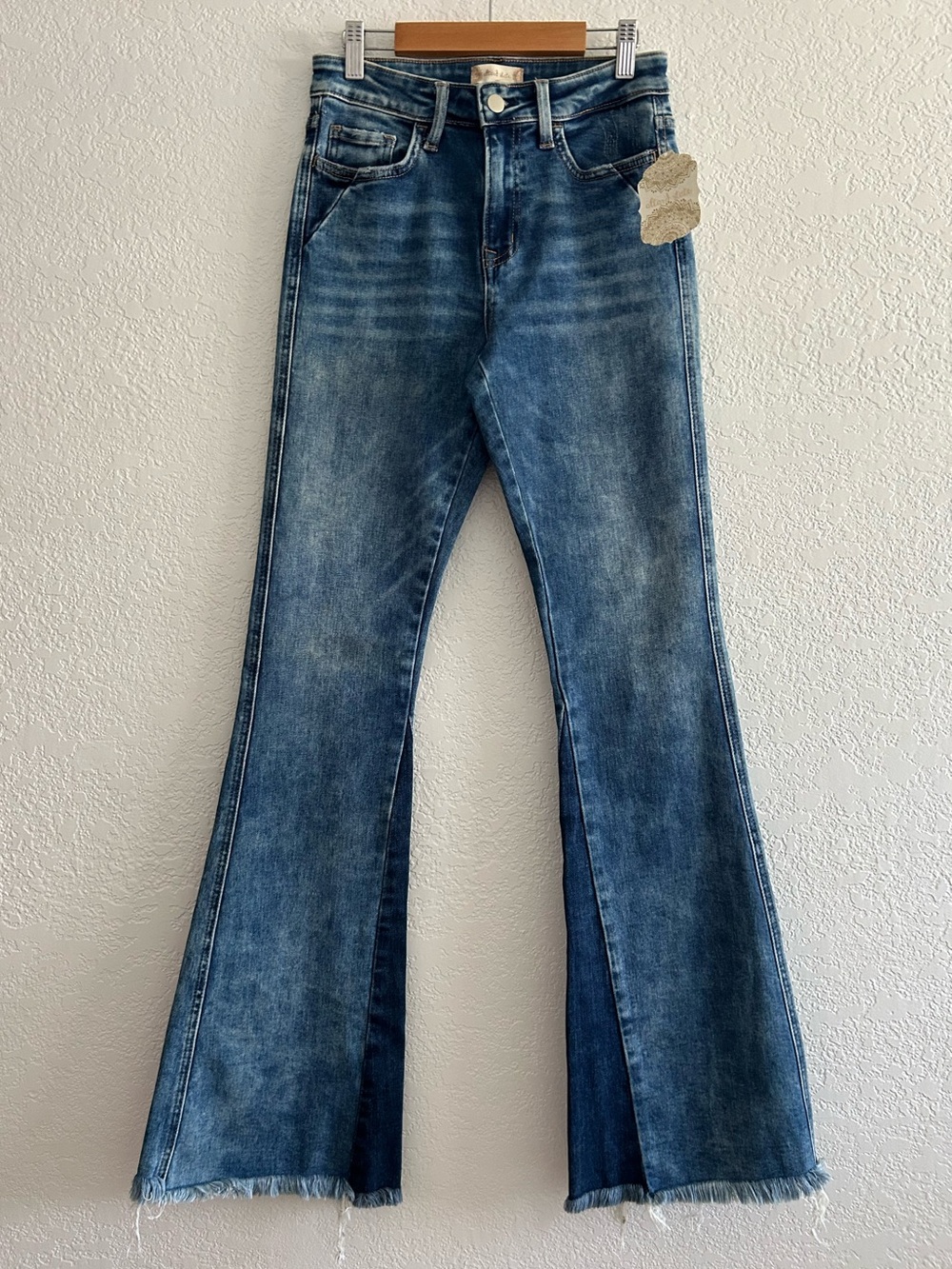 Altar'd State Boho Retro Denim Mineral Wash Flare Jeans